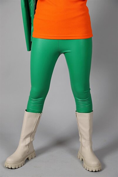 Cuties Πράσινο εσωτερικό βελούδινο δερμάτινο κολάν για κορίτσια 05-14 ετών