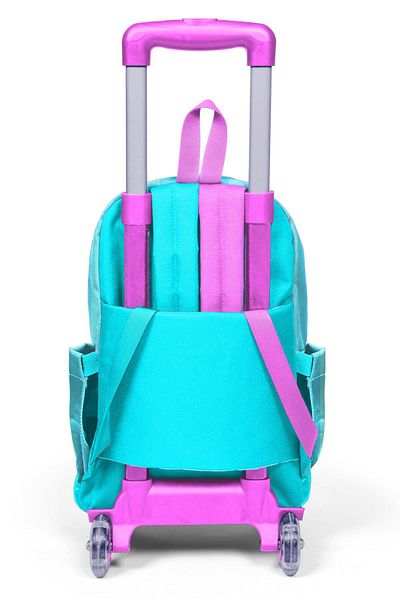 Coral High Kids Turquoise Pink Striped Three Compartment School Backpack with Squeegee 23971