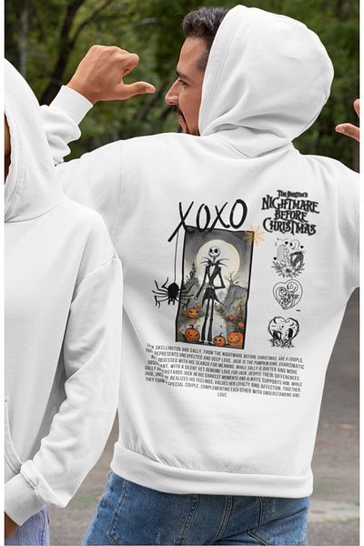 Fuddy Moda Unisex Oversize Hooded Sweatshirt - Lover Couple Themed, Back Printed Hoodie