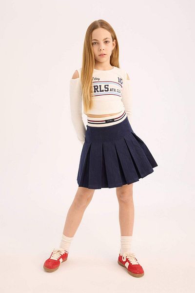 DeFacto Girl's Pleated Gabardine Skirt