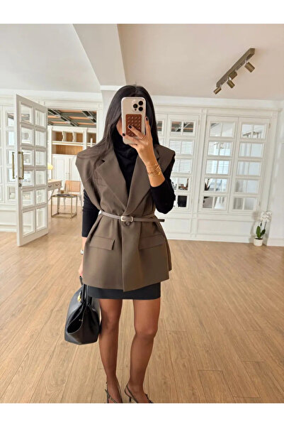 My Blog Khaki Belted Vest - 7449