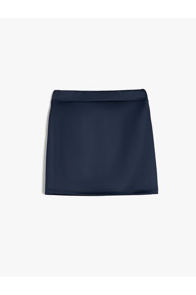 Koton Pleated Viscose Blended Mini Skirt with Piping Detail