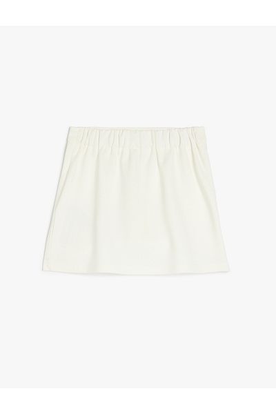 Koton Elastic Waist Pleated Viscose Blended Basic Skirt