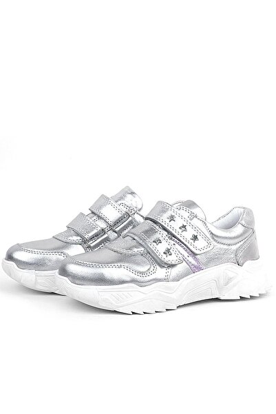 Rakerplus Pantofi sport pentru fete din piele naturală cu detaliu stea argintie