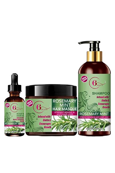 Beauty مجموعة الروزماري والنعناع - زيت - شامبو - قناع لتقوية الشعر