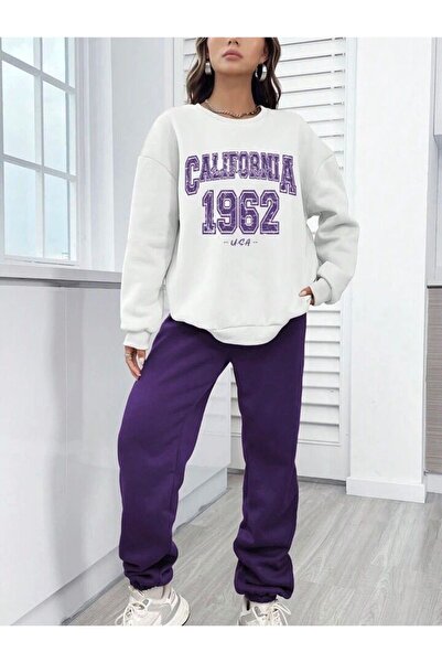 MANCY طقم بدلة رياضية نسائية بطبعة كاليفورنيا 1962 مقاس كبير مكون من 3 خيوط