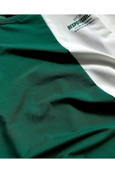 MANCY Green and White Pieced Responsibility Printed Shorts T-shirt Summer Set