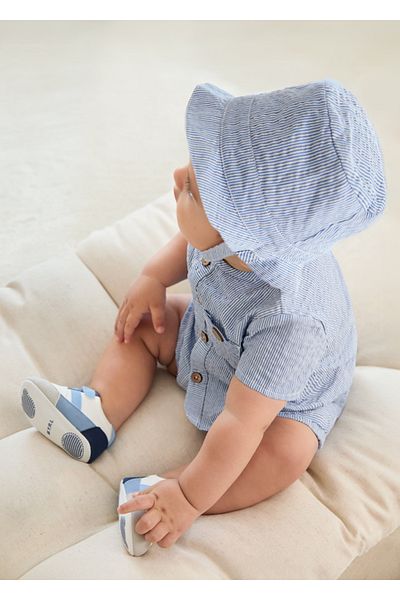 MAYORAL Blue Summer Blouse, Shorts and Hat Set for Baby Boy