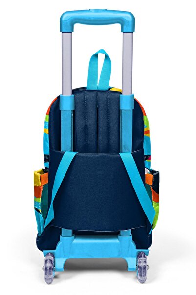 Coral High Kids Lacivert Mavi Graffiti Desenli Üç Bölmeli Çekçekli Okul Sırt Çantası 23977