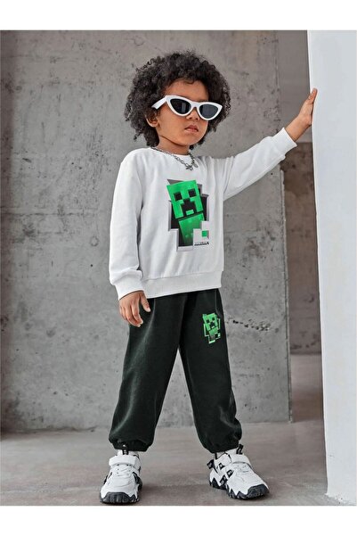 NoVibe Set de trening pentru băieți cu personaje de joc cu imprimeu Creeper p...