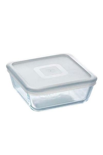 Pyrex طبق زجاجي مربع بسعة 0.8 لتر مع غطاء من Cook&Freeze - آمن للاستخدام في الفرن والميكروويف والفريزر وغسالة الأطباق