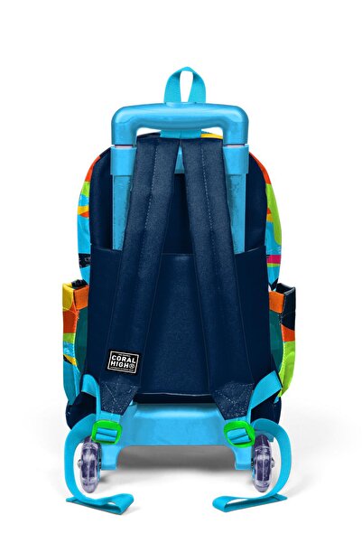 Coral High Kids Lacivert Mavi Graffiti Desenli Üç Bölmeli Çekçekli Okul Sırt Çantası 23977