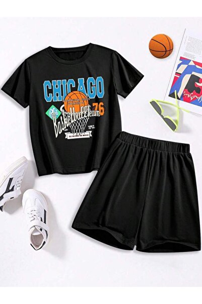 MANCY Set de tricou din bumbac cu imprimeu Chicago pentru copii