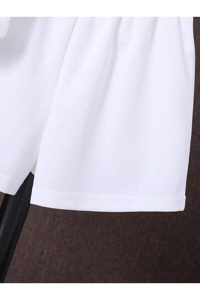 MANCY Unisex Plus Size Label Printed Sleeveless Hooded T-Shirt and Shorts Bottom Top Set