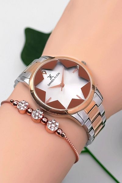 Daniel Klein Steel Band Women's Watch 3 Atm Water Resistant Silver-Rose Zmdk1175