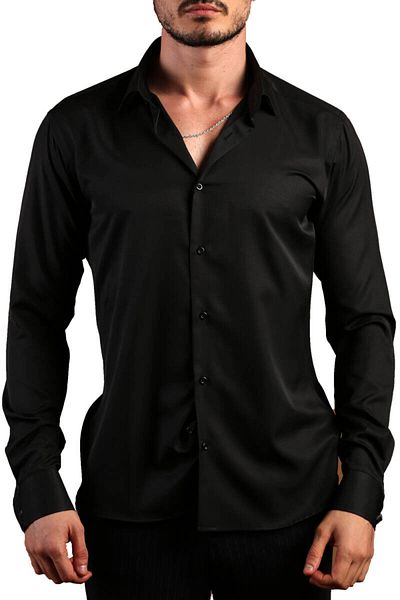 Dicotto Ανδρικό πουκάμισο Extra Long Sleeve Black Micro Slim Fit - 197-6