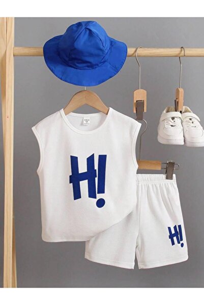 NoVibe Copil Hi cu imprimeu fără mâneci tricou și pantaloni scurți set