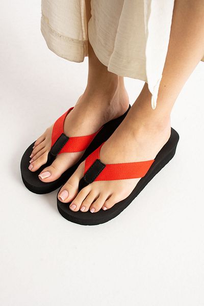 MÜJERİL'S Beach Women's Platform Wedge Heel Fabric Flip Flops Pool Sea Beach Slippers