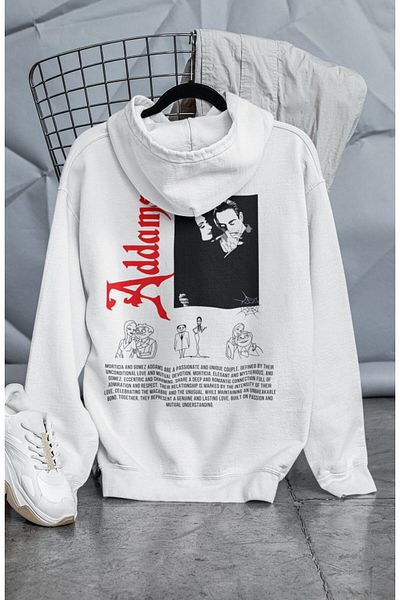 Fuddy Moda Addams and His Family Patterned - Unisex Oversize Hooded Sweatshirt