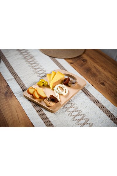Zevahir Mobilya Dekorasyon Wooden Rectangular Presentation and Cutting Board, Vegetable, Fruit and Cookie Plate for Breakfast and Serving