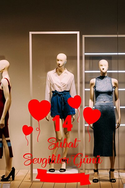 MIGNATIS 14 Şubat Sevgililer Günü Uçuşan Kalpler 60 Cm Sticker