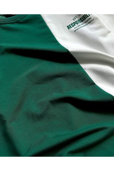 MANCY Large Size Green and White Piece Responsibility Printed Shorts T-shirt Summer Suit