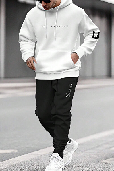 cc collection Set de trening oversize unisex cu mâneci imprimate Los Angeles