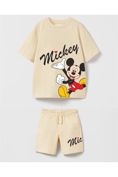 MANCY Summer Heart Detailed Running Mickey εμπριμέ μπλουζάκι Σορτς Παιδικό Σετ