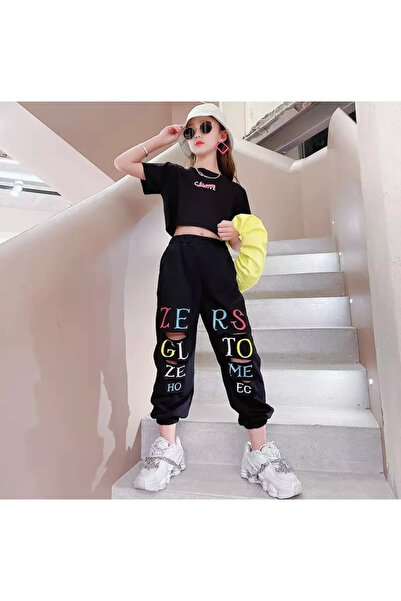 NoVibe Детски комплект спортен екип с тениска и горен край с щампа Zers