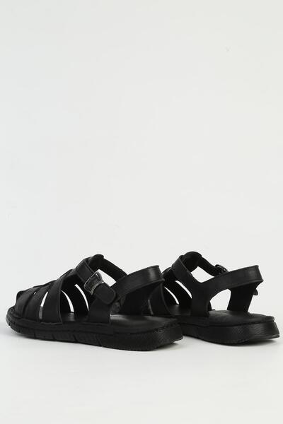 Pierre Cardin Hakiki Deri Siyah Erkek Sandalet PC-7462