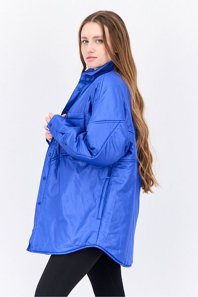 adidas Women Sportswear Fit Outdoor Jacket Shirt, Blue