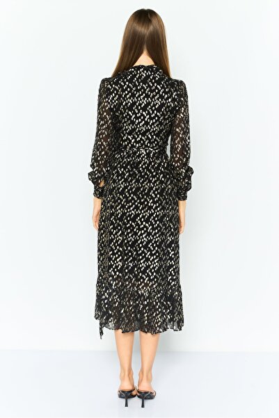 Michael Kors Women Textured Casual Midi Dress, Black