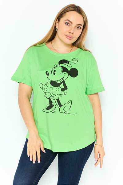 Disney Women Round Neck Short Sleeve Graphic Print T Shirt, Green