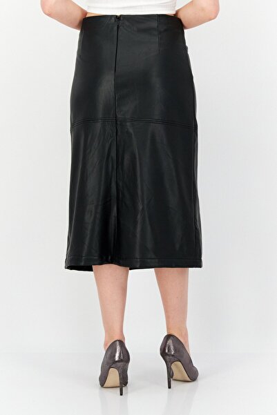 Anne Klein Women Solid Midi Skirt, Black