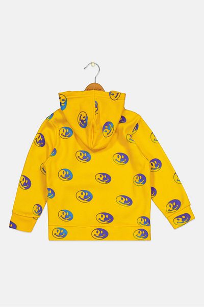 Brooklyn Toddlers Boy Hooded Neck Long Sleeve Graphic Print Sweatshirt, Yellow