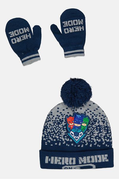 PJ Masks Toddlers Boy 2 Pcs Beanie And Winter Gloves, Navy