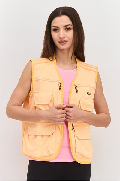 adidas Women Sportswear Fit Sleeveless Training Vest Jacket, Orange