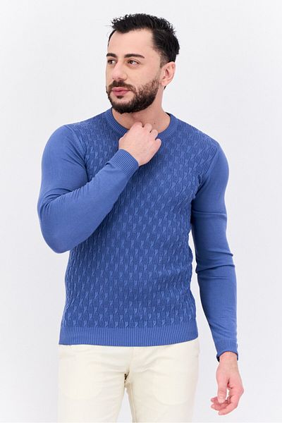 Sorbino Men Crew Neck Long Sleeves Heather Sweatshirt, Slate Blue