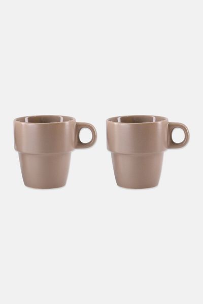 Muy Mucho 2 Piece Ceramic Stoneware Cups 265ml, Grey