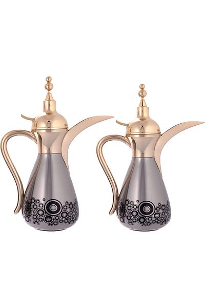 ALSAIF 2 Pieces Coffee And Tea Vacuum Flask Set Size: 0.75/1.0 L Color: Gold