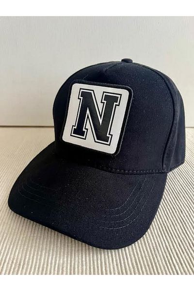 CosmoOutlet Men's 100% Cotton Black Hat with Letter N Back Adjustable Changeable Sticker