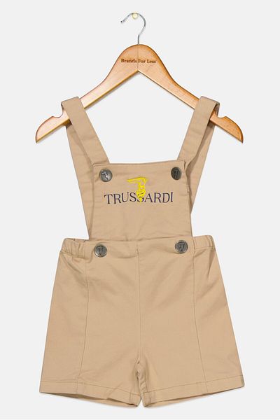 Trussardi Junior رومبر بدون أكمام بشعار العلامة التجارية للأولاد الصغار، بني