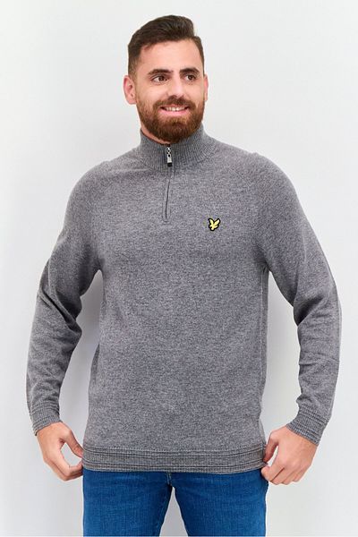 Lyle & Scott Men Mock Neck Brand Logo Long Sleeves Sweatshirt, Grey