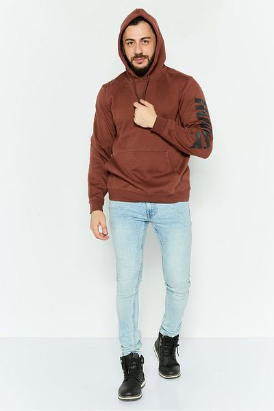 Hurley Men Hooded Long Sleeve Brand Logo Sweatshirt, Brown