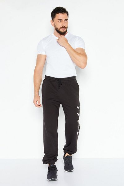 Puma Men Regular Fit Graphic Printed Sweatpants, Black