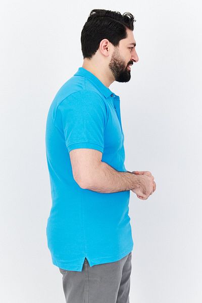 Cerruti 1881 Men Regular Fit Brand Logo Short Sleeve Polo Shirt, Sky Blue