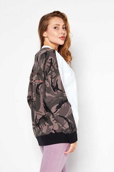 Aape By A Bathing Ape Women Round Neck Long Sleeve Sweatshirt, White Combo