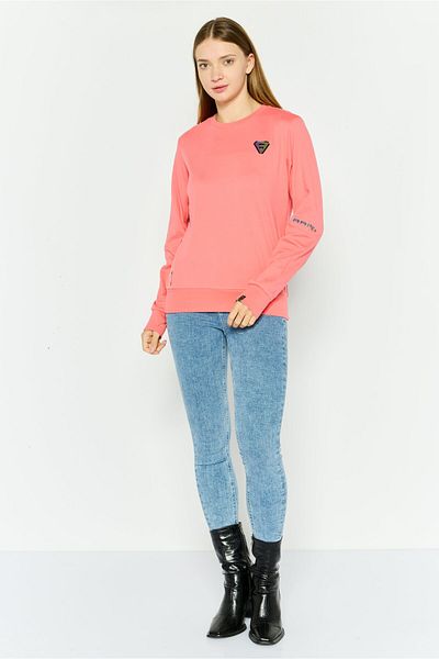 Aape By A Bathing Ape Women Crew Neck Brand Logo Sweatshirt, Coral