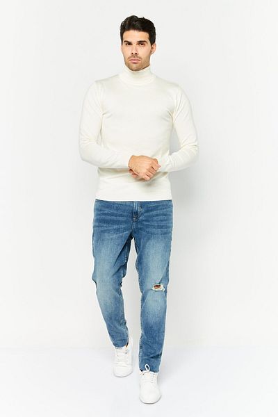 Sorbino Men Turtle Neck Long Sleeve Plain Sweater, White