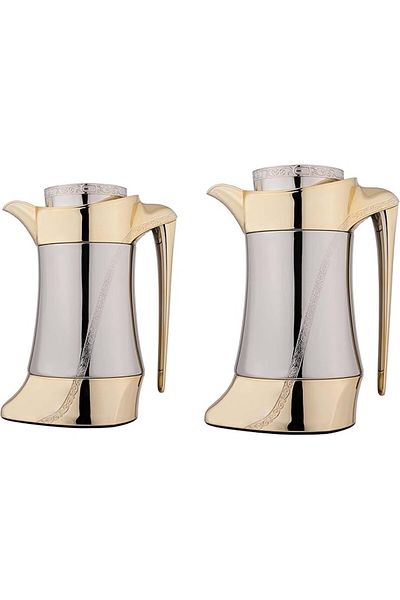 ALSAIF 2 Pieces Coffee And Tea Vacuum Flask Set Size: 0.7/1.0 L Color: Nickel